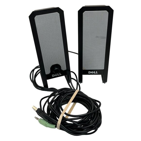Dell USB Computer Speakers - Wired Black & Silver Model CN-0JH995 109a - Picture 1 of 7